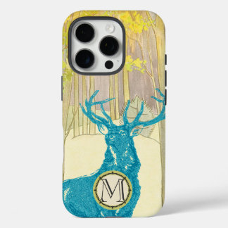 Monogram Vintage Deer Art Nouveau Forest iphone 16 Pro Case