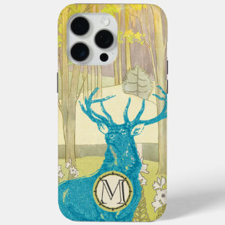 Monogram Vintage Deer Art Nouveau Forest iphone 15 Pro Max Case