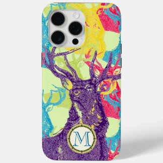 Monogram Vintage Deer Art Nouveau Forest iphone 15 Pro Max Case