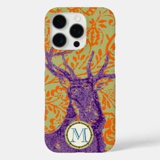 Monogram Vintage Deer Art Nouveau Forest iphone 16 Pro Case
