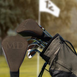 Monogram vintage elegant brown leather look golf head cover<br><div class="desc">Distressed vintage brown leather looking golf accessories for him.           Personalize it with name initials!         It can make a great gift for dad,  grandpa,  husband,  or best friend on birthday,  Father's Day,  Christmas,  retirement or any other special occasion.</div>