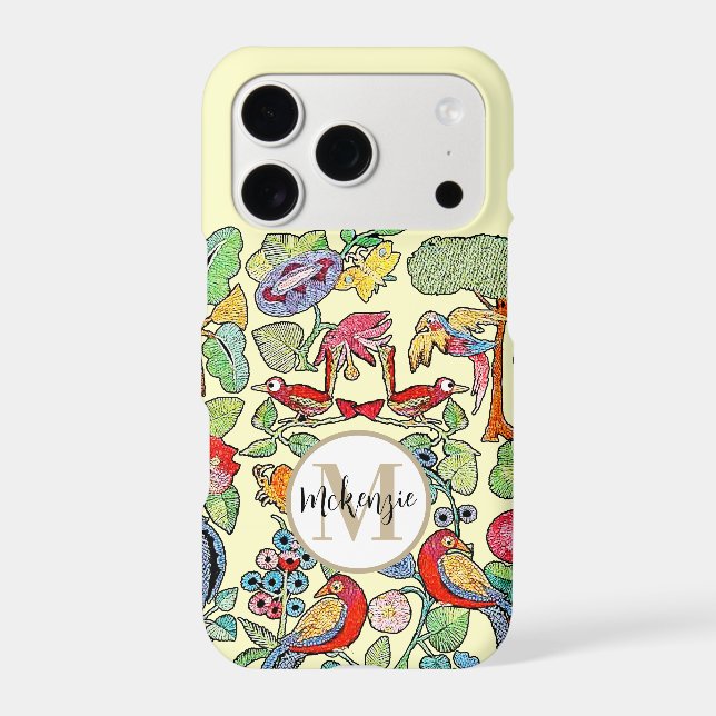 Monogram Vintage Faux Embroidered Pattern iphone Case (Back)