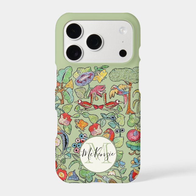 Monogram Vintage Faux Embroidered Pattern iphone Case (Back)