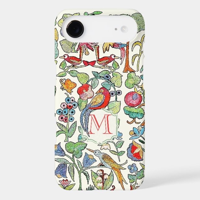 Monogram Vintage Faux Embroidered Pattern iphone Case (Back)