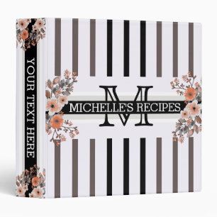 Monogram Vintage Floral Black Wenge Stripes Binder