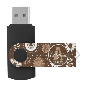 Monogram Vintage Floral Harmony Flash Drive