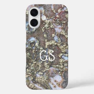 Monogram vintage floral pattern gold white tan iPhone 16 case