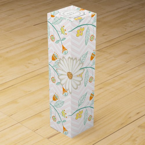 Monogram Vintage Folksy Floral Garland Pattern Wine Gift Box