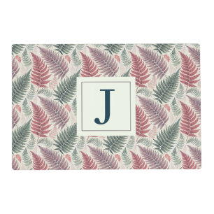 Monogram Vintage Forest Ferns Botanical Print Placemat