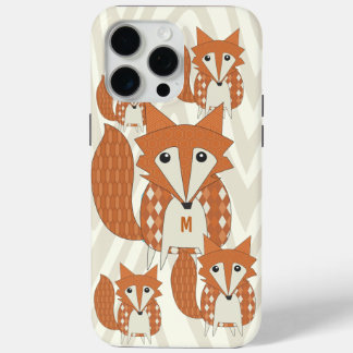 Monogram Vintage Fox Art Ivory Zig Zag iphone 5 15 Pro Max Case