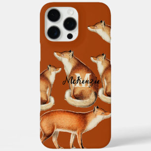 Monogram Vintage Fox Art Lime Wood Pattern iphone iPhone 16 Pro Max Case