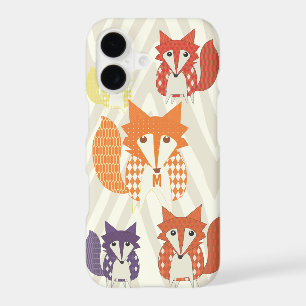 Monogram Vintage Fox Art Red Retro  iPhone 17 Case