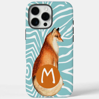 Monogram Vintage Fox Art ZebraPattern iphone 16 Pro Max Case