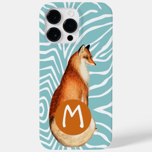 Monogram Vintage Fox Art ZebraPattern iphone Case_Mate iPhone 14 Pro Max Case