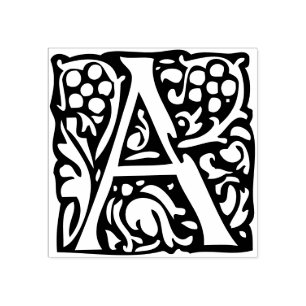 Monogram Vintage initial Letter A Rubber Stamp