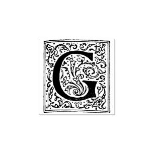 Monogram Vintage initial Letter G Rubber Stamp