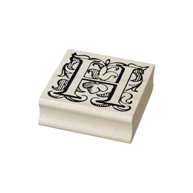 Monogram Vintage   initial Letter H Rubber Stamp (Stamp)