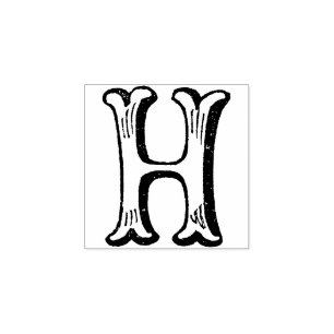 Monogram Vintage initial Letter H Rubber Stamp