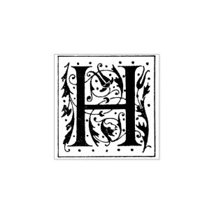 Monogram Vintage initial Letter H Rubber Stamp