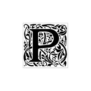 Monogram Vintage initial Letter P Rubber Stamp