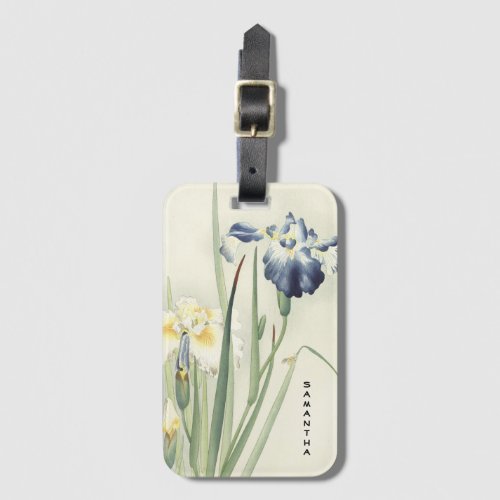 Monogram Vintage Japanese Iris Flower Luggage Tag