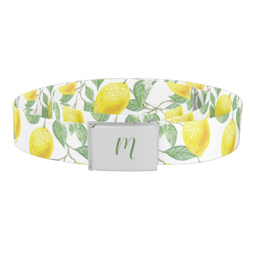 Monogram Vintage Lemon Fruits Leaves and Flowers Belt