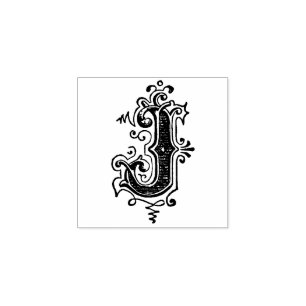 Monogram Vintage letter J Rubber Stamp