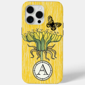Monogram Vintage Modern Dandilion Flower iphone 15 Pro Max Case