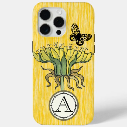 Monogram Vintage Modern Dandilion Flower iphone iPhone 15 Pro Max Case