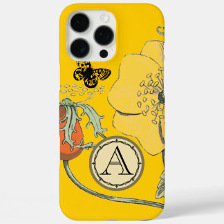 Monogram Vintage Modern Poppy Flower iphone 16 Pro Max Case