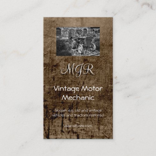 Monogram Vintage Motor Mechanic leather_effect Business Card