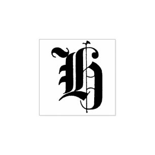 Monogram Vintage old English initial Letter H Rubber Stamp