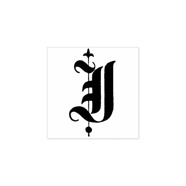 Monogram Vintage old English  letter J Rubber Stamp (Imprint)