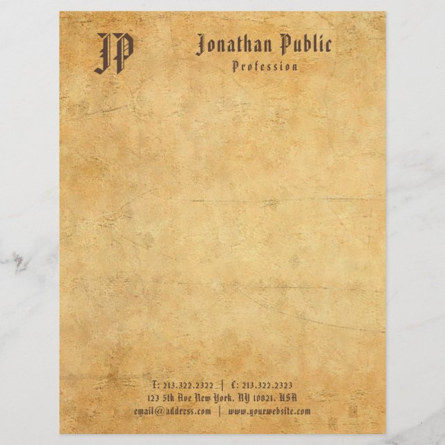 Monogram Vintage Old Paper Look Elegant Template (Front)
