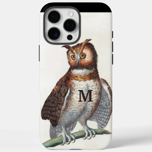 Monogram Vintage Owl Personalized  Case-Mate iPhone Case (Back)