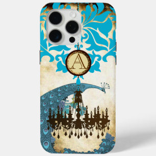 Monogram Vintage Peacock Chandelier Damask iPhone 15 Pro Max Case