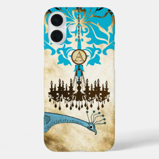 Monogram Vintage Peacock Chandelier Damask iPhone 16 Plus Case