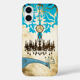 Monogram Vintage Peacock Chandelier Damask iPhone 16 Plus Case