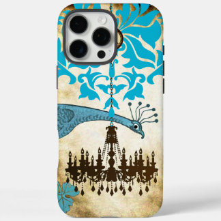 Monogram Vintage Peacock Chandelier Damask iPhone 16 Pro Max Case