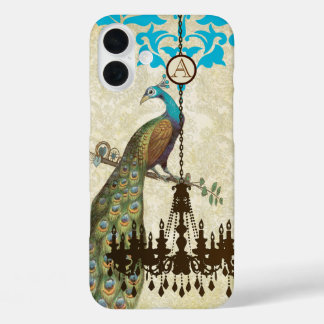 Monogram Vintage Peacock Chandelier Damask iPhone 16 Plus Case