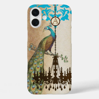 Monogram Vintage Peacock Chandelier Damask iPhone 16 Plus Case