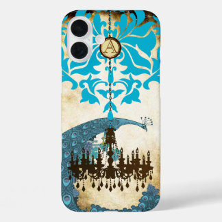 Monogram Vintage Peacock Chandelier Damask iPhone 16 Plus Case
