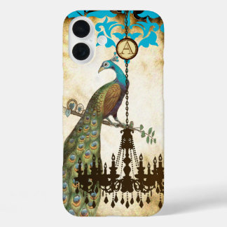 Monogram Vintage Peacock Chandelier Damask iPhone 16 Plus Case