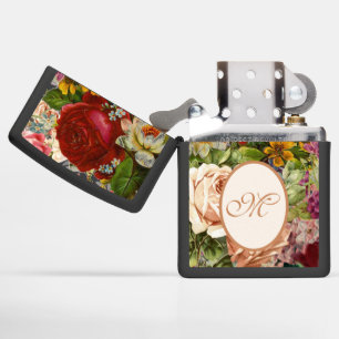 Monogram Vintage Rose Floral Melange Zippo Lighter