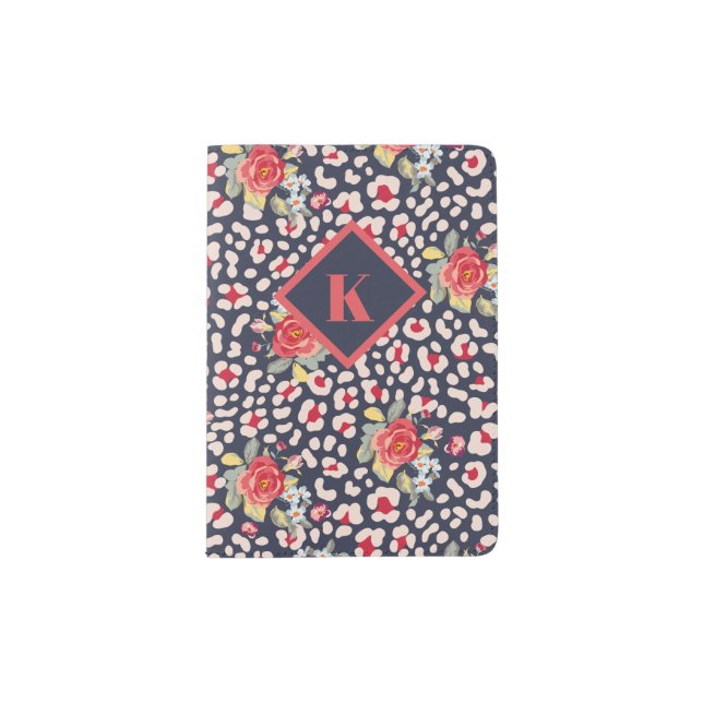 Monogram Vintage Roses Animal Print Passport Holder (Front)