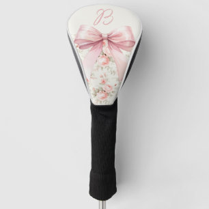 Monogram Vintage Roses Pink Bow Golf Head Cover