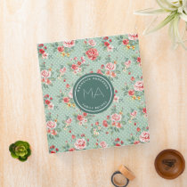 Monogram Vintage Roses Recipe Cookbook Binder