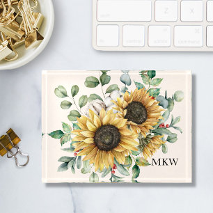 Monogram Vintage Rustic Sunflower Floral Paperweight