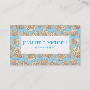 Monogram Vintage Style Seashell Pattern Business Card