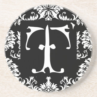 Monogram Vintage T Wedding Anniversary Coasters